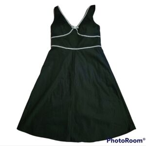 Madison Leigh* Sleevless* A-Line* Dress* Black with Gingham Trim* Sz 14